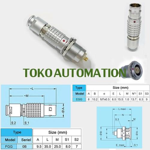 Connettore Aviazione 2 Pin EGG.0B.302 - Presa Autobloccante Push-Pull Argento