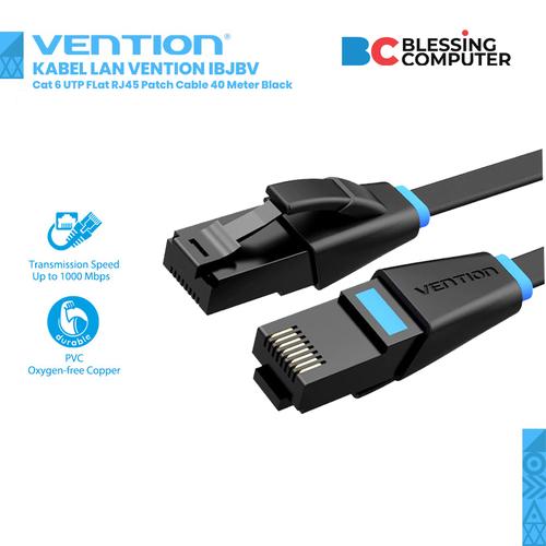 Jual KABEL LAN VENTION IBJBV Cat 6 UTP FLat RJ45 Patch Cable 40 Meter ...
