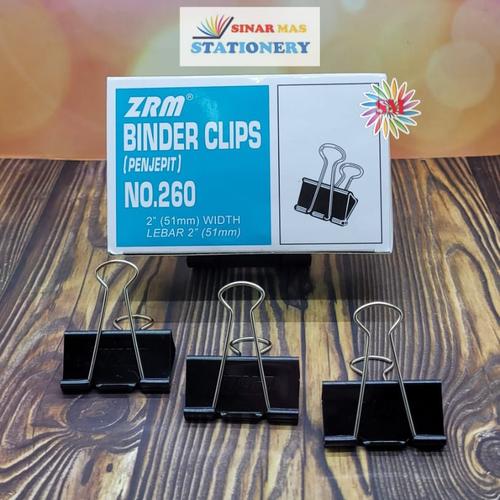Jual Binder Clip Klip Penjepit kertas Hitam ZRM No 260 ( 12 pcs