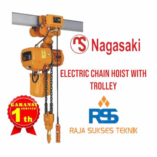 Jual ELECTRIC CHAIN HOIST 2 TON 12 METER WITH TROLLEY NAGASAKI JAPAN Jakarta Pusat Raja