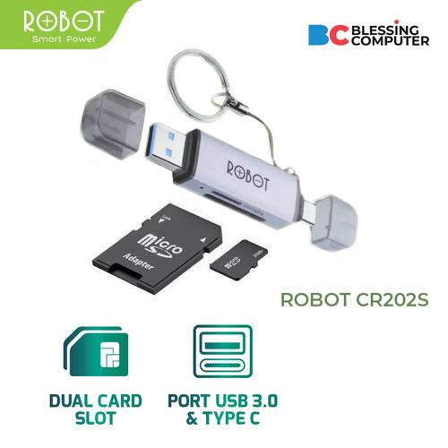 Jual Card Reader ROBOT CR202S USB C and USB 3.0 Grey Kota Denpasar Blessing Computer Bali