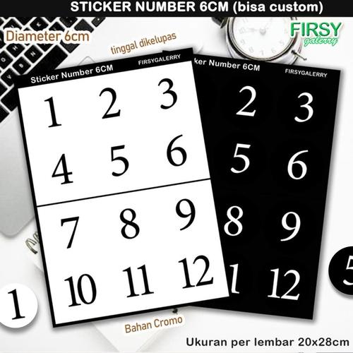Jual Sticker Nomor, Sticker Label Angka Besar 6CM, Label Bulat Nomor ...