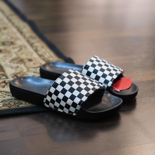 Jual Sandal Vans Slide On Checkerboard Black/White Original 43