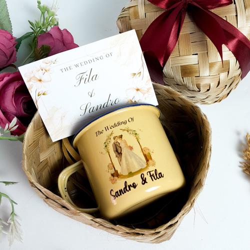 Jual Mug Enamel Custom Souvenir Wedding Pernikahan Hadiah Kado Gift
