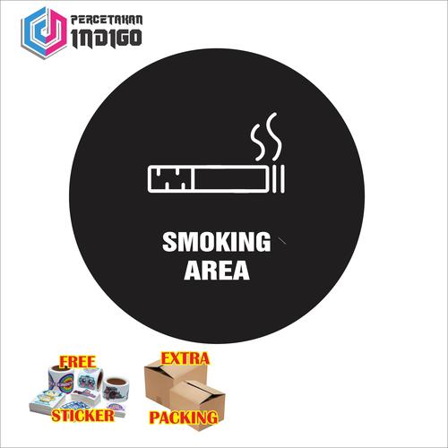 Jual sign board papan signage bulat hitam smoking area - Kab. Bekasi ...