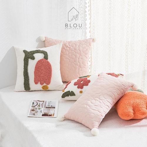 Jual Blou Sarung Cover Bantal Sofa Premium Nordic seri bunga pink soft