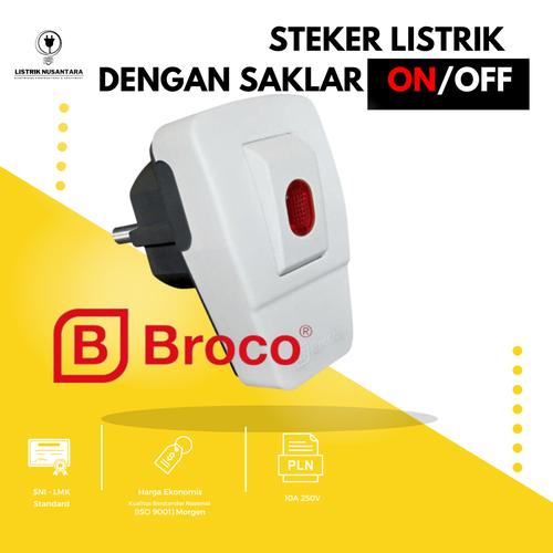 Jual Steker Dengan Switch Lampu ON OFF BROCO / Steker Saklar BROCO ...