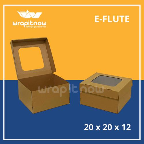 Jual Kardus Eflute Top Lock 20x20x12 //eflute dus kue tart hampers