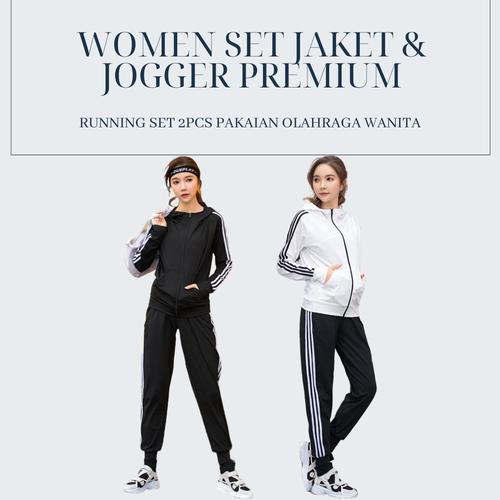 Jual Oppa Style Shop Women Set Jaket & Jogger Premium Running Set 2Pcs