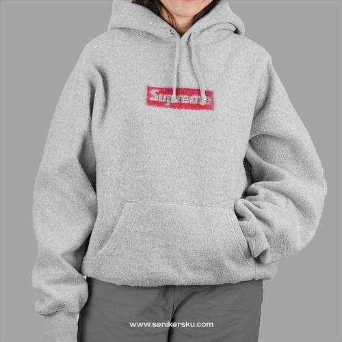 Promo Supreme Inside Out Box Logo Heather Grey Hoodie (100 
