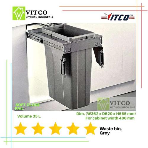 Jual VITCO 35L Waste Bin Grey Soft Close/Tempat Sampah Lemari
