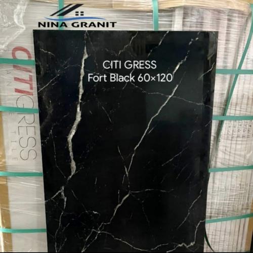 Jual granit lantai/dinding hitam motif putih 60x120 glazed polished kw1