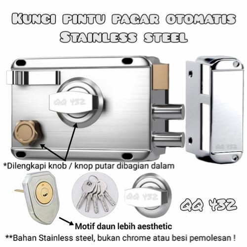 Promo Kunci pintu otomatis knob putar stainless steel kunci tambahan ...