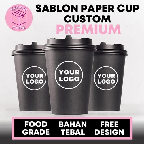 Jual Sablon Paper Cup 8 Oz Black Cetak Logo - 8 Oz, DENGAN TUTUP ...