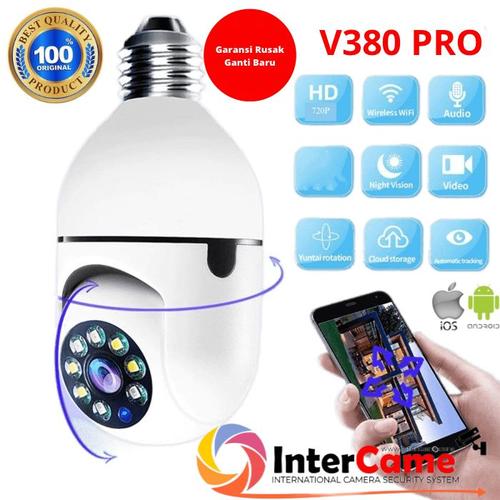 Jual Camera Wifi CCTV Lampu Rotator V380 Pro 1080P Camera + 128GB