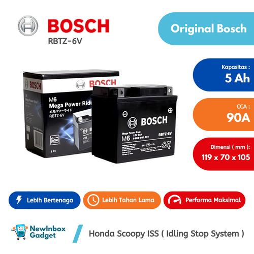 Jual Aki Motor Honda Scoopy ISS (Idling Stop System) Bosch RBTZ6V