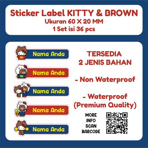 Jual STICKER LABEL CUSTOM HELLO KITTY SANRIO 60 X 20 MM - KITTY & BROWN ...