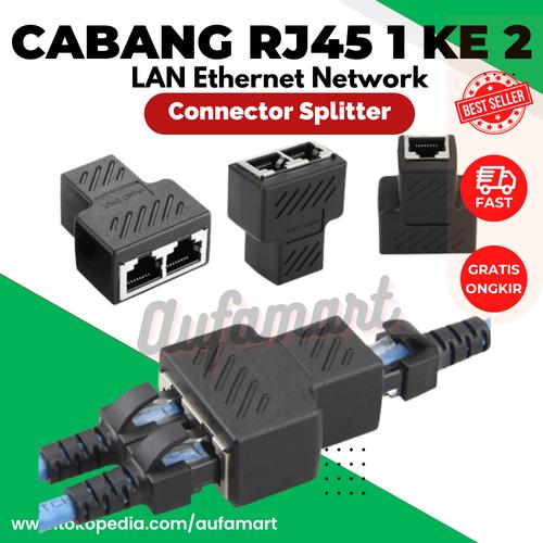 Jual Splitter Cabang RJ45 LAN Ethernet Network Connector Spliter 1 to 2 ...