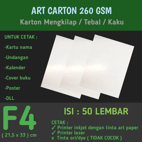 Jual Art Carton 260 GSM F4 50 Lembar/Kertas Karton Paper Glossy 260gr Folio Kota Tangerang