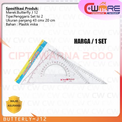 Jual SET Penggaris segitiga busur butterfly Triangle Ruler - J12 - Kota ...