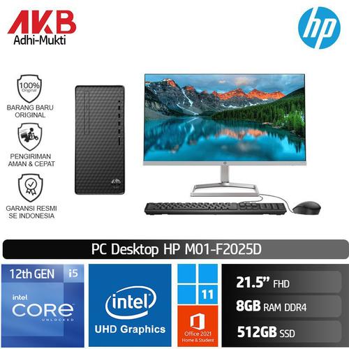 Jual PC HP Desktop M01 F2025d i5 12400/8GB/512GB SSD/21.5" FHD/W11+OHS