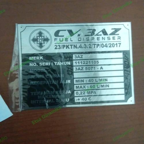 Jual Name Plate Mesin Plat Mesin Stainless Kuningan Aluminium