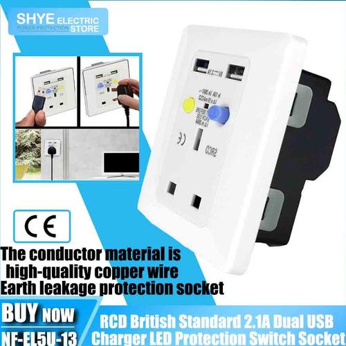 Jual Uk Rcd Panel Socket Usb Power Plug Circuit Breaker Indicator ...