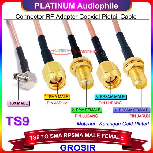 Jual Pigtail TS9 to RP SMA RPSMA Male Female Kabel Konektor RF Adapter ...