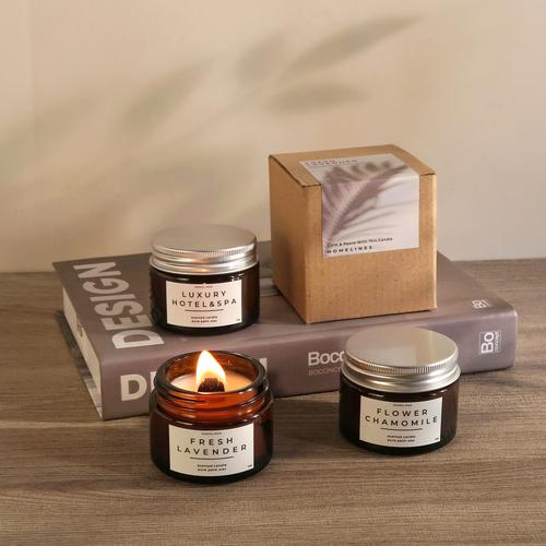 Jual Scented Candle Jar Glass Premium Sumbu Kayu Aesthetic Lilin