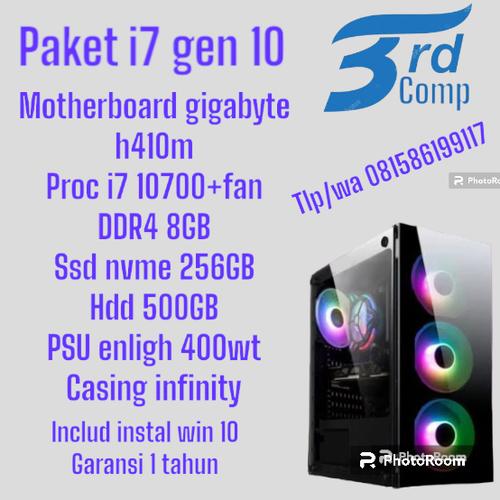 Jual PC/CPU RAKITAN I7 GEN 10 NEW GARANSI 1 TAHUN_SSD 256 NVME/HDD 500 ...