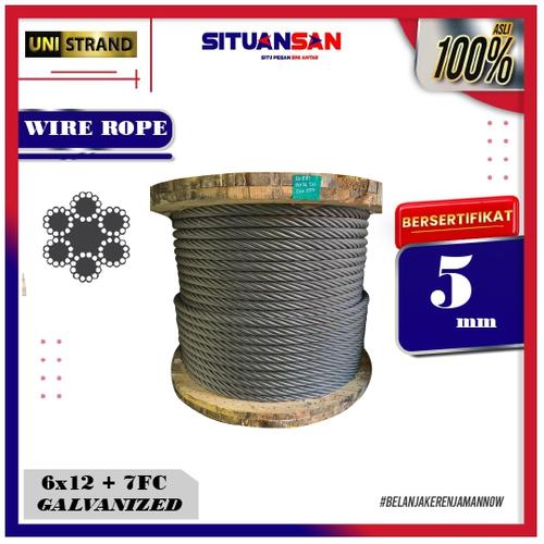 Jual Wire Rope / Kawat Seling Baja 5mm 6x12 + 7FC Galvanised UNISTRAND ...