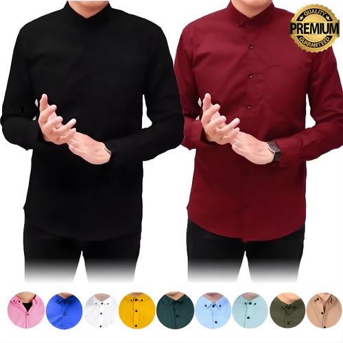 Hem kemeja pria polos basic slimfit boyi topman kemeja formal Biru Bca, L  di Serbaserbikemeja Tokopedia