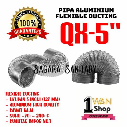 Jual Pipa cerobong aluminium 5 in untuk Cooker Hood / flexible ducting