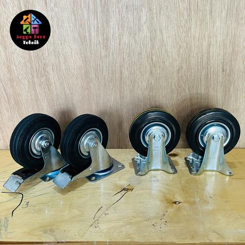 Jual Roda karet 5 inch rem roda troly etalase scaffolding - Jakarta ...