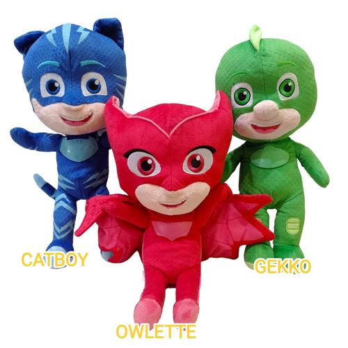 PJ Masks – Lot 3 Peluches Officielles 22 Cm, Owlette, Catboy, Gekko, Collection Play By Play, Cadeau Super-héros
