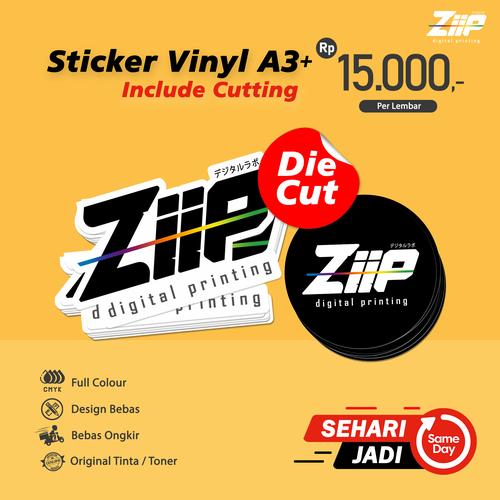 Jual Cetak Sticker Label Vinyl A3+ DieCut / Cutting Putus Glossy