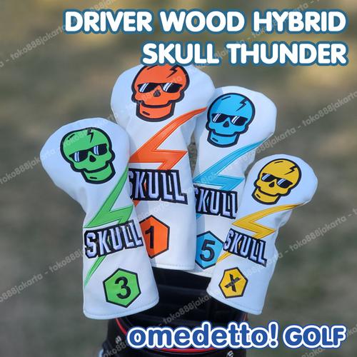 Jual GOLF DRIVER WOOD HYBRID COVER SKULL THUNDER WHITE COLORFUL WOOD