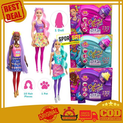Jual Barbie Color Reveal Glitter Doll Hair Swaps Surprises Aksesoris ...