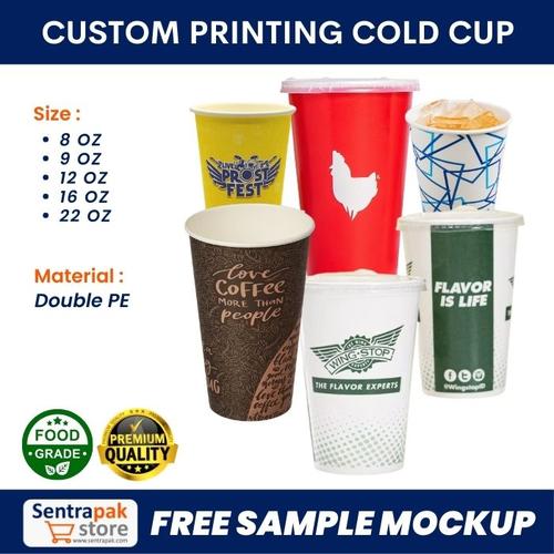 Jual Custom Printing Cold Paper Cup 12 oz, 16 oz, 22 oz, 8 oz dan 9 oz ...