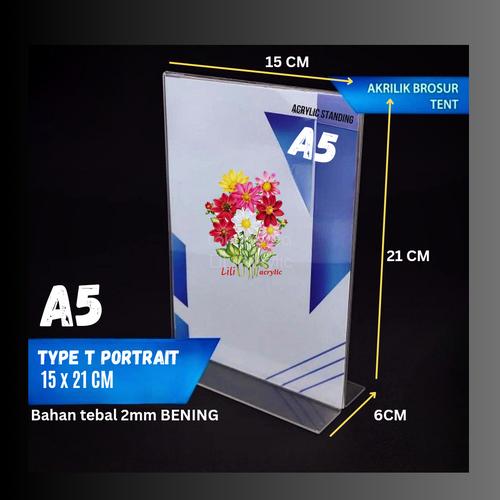 Jual Akrilik A5 T Portrait 2mm Tempat Brosur Meja Acrylic Tent Holder