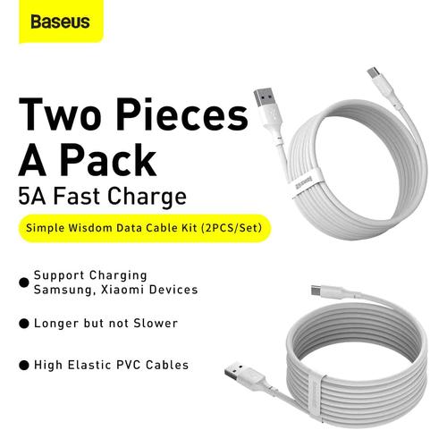 Baseus Kit De Câble De Données Simple Wisdom USB Vers Micro 2.1A  2PCS Set 1 5m Blanc Fiche Technique Et Prix Au Maroc