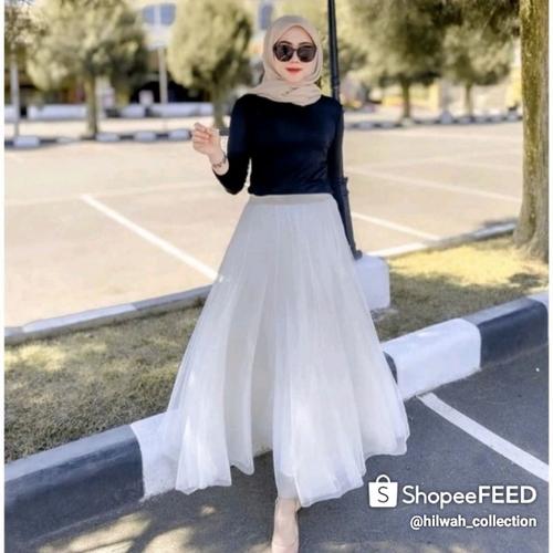 Style Hijab Rok Tutu Hitam Casual Outfit For Official Muslimah