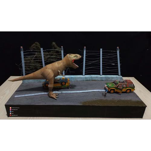 Jual DIY PAPERCRAFT JURASSIC PARK (T-REX CAGE SCENE) scale papermodel ...