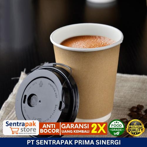 Jual Paper Cup Hot Double Wall dengan Tutup - Gelas Kertas Kopi Tebal ...