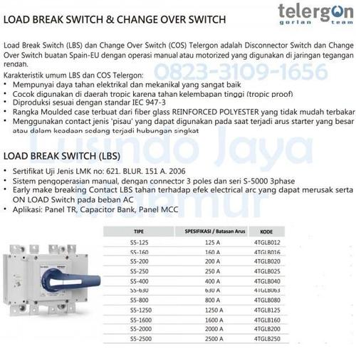 Jual Load Break Switch Lbs 400 A Ss-400 Telergon 400A 3P Bukan Socomec ...