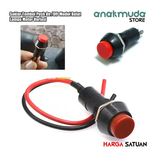 Promo Saklar Lampu On Off Bulat + Kabel Push ON OFF Motor Universal ...