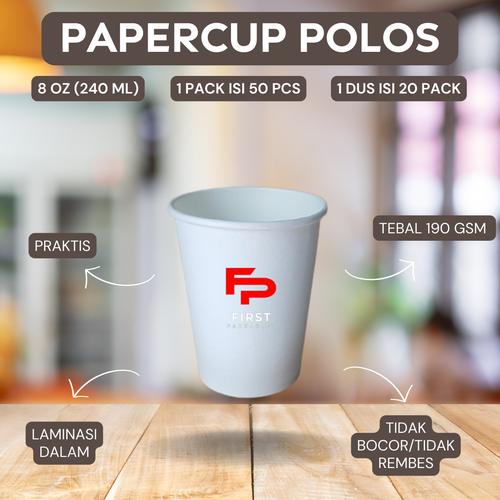 Jual Paper cup polos 8 oz gelas kertas kopi panas 240ml isi 50 pcs ...