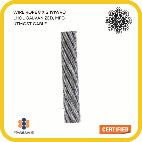 Jual WIRE ROPE 8X19 S IWRC GALVANIZED LHOL, MFG UTMOST CABLE - 9 MM ...