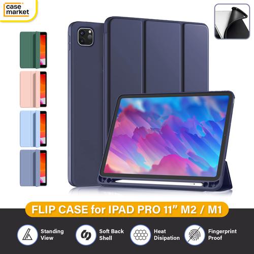 Jual iPad Pro 11 M2 M1 Smart Flip Case Back Cover Slot Pen