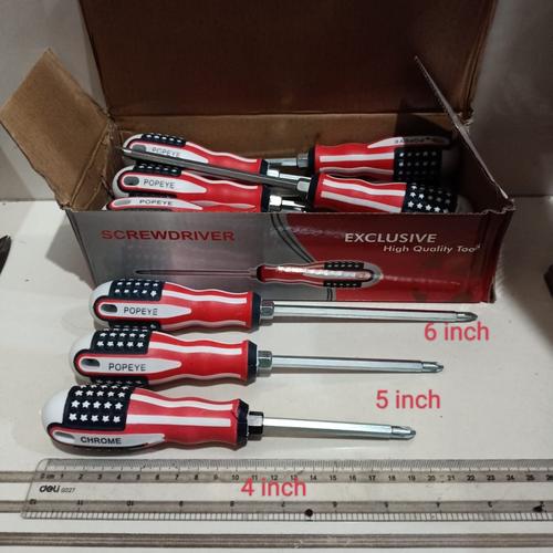 Jual obeng magnet bolak balik amerika 4 inch / obeng BB 2 in 1 uk ...